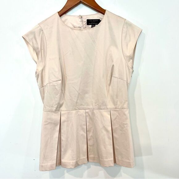 Ted Baker Blue Peplum Sleeveless Top Sz 3 Teds and 8 US - Picture 1 of 12